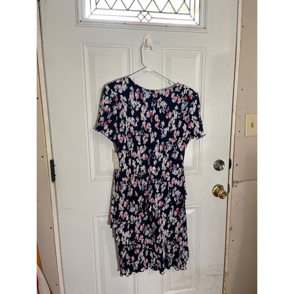 Connected Apparel navy short sleeved floral dress size 12 - Picture 2 of 5